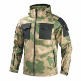 Outdoor Tactical Soft Shell Jacket – Fleece-Lined Windbreaker, Water-Repellent Multi-Pocket Splicing Work Jacket