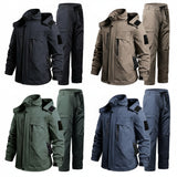 Winter Thickened Velvet Waterproof Workwear Set – Warm Hooded Jacket & Wear-Resistant Outdoor Cycling Labor Protection Suit