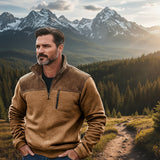 Men’s Retro Half-Zip Fleece Sweatshirt – European Style, Thick Warm Pullover for Autumn