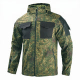 Outdoor Tactical Soft Shell Jacket – Fleece-Lined Windbreaker, Water-Repellent Multi-Pocket Splicing Work Jacket