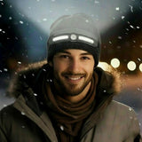 COB Headlamp Warm Beanie – 2-in-1 Winter Knitted Hat with Built-In Warning Light & Rechargeable LED