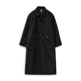 Workwear American Black Balmakken Windbreaker – Japanese Retro Mid-Length Nylon Coat for Men