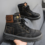 Popular Large Size Men's Mid-Top Denim Martin Boots – Versatile Work Shoes 2025