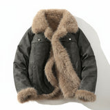 Men’s Reversible Fur-Lined Jacket – Windproof, Warm, Plus Size Coat