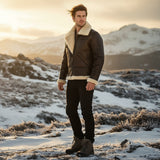 Men’s Winter Faux Fur Lapel Jacket – Warm Zipper Coat for Middle-Aged Men, Casual Fit Outerwear