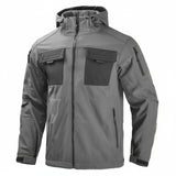 Outdoor Tactical Soft Shell Jacket – Fleece-Lined Windbreaker, Water-Repellent Multi-Pocket Splicing Work Jacket