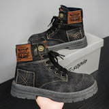 Popular Large Size Men's Mid-Top Denim Martin Boots – Versatile Work Shoes 2025