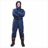 Thickened Winter One-Piece Cold-Proof Jacket – Waterproof Insulated Fishing & Work Coverall for Extreme Cold