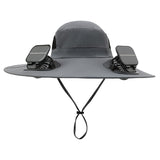 Solar Fan Sun Hat with 12cm Wide Brim – Men's Outdoor Fishing & Hiking Hat with Dual Fans and USB Charging