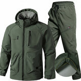 Winter Thickened Velvet Waterproof Workwear Set – Warm Hooded Jacket & Wear-Resistant Outdoor Cycling Labor Protection Suit