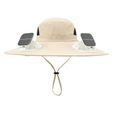 Solar Fan Sun Hat with 12cm Wide Brim – Men's Outdoor Fishing & Hiking Hat with Dual Fans and USB Charging
