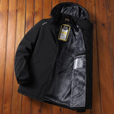 Men’s Winter Corduroy Jacket with Lambswool Lining – Thickened Mid-Length Cotton Padded Coat, Warm Fleece Inner, Detachable Hood