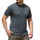 Men's Outdoor Henry Collar Quick Dry T-Shirt: Breathable, Loose Fit