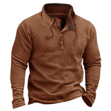 Men’s Retro Half-Zip Fleece Sweatshirt – European Style, Thick Warm Pullover for Autumn