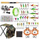 34-Piece Ice Fishing Gear Set with Folding Chair – Rod, Reel, Hooks, Lures & Complete Winter Fishing Kit