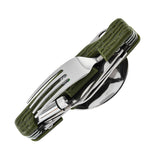 Multifunctional Stainless Steel Outdoor Utensil Set – Knife, Fork, Flashlight & Compass