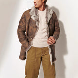 Men's Autumn & Winter Faux Fur Leather Coat – Mid-Length Lapel Jacket