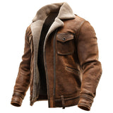 Men’s Retro Brown Suede Jacket – European Size PU Leather Casual Outerwear for Autumn & Winter