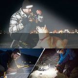 COB Headlamp Warm Beanie – 2-in-1 Winter Knitted Hat with Built-In Warning Light & Rechargeable LED