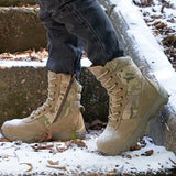 Men’s Winter Sheepskin Fur Lined Boots – ,Non-Slip Cold-Proof Outdoor Leather Shoes