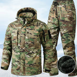 Men’s Winter Fleece-Lined Tactical Suit – Camouflage Warm Set with Reinforced Pants, Windproof & Breathable Outdoor Workwear