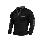 Men’s Stand-Collar Patchwork Sweatshirt – European & American Style Long-Sleeve Polo Top, Autumn 2025