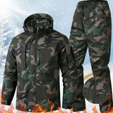 Men’s Winter Fleece-Lined Tactical Suit – Camouflage Warm Set with Reinforced Pants, Windproof & Breathable Outdoor Workwear