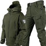 Autumn and Winter Outdoor Shark Skin Soft Shell Suit – Unisex Warm Camouflage Jacket and Pants Set