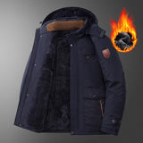 Men’s Winter Corduroy Jacket with Lambswool Lining – Thickened Mid-Length Cotton Padded Coat, Warm Fleece Inner, Detachable Hood