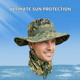 Camouflage Round-Brim Hat & Hood Set – Outdoor Windproof Mountaineering Fisherman Hat