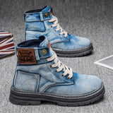 Popular Large Size Men's Mid-Top Denim Martin Boots – Versatile Work Shoes 2025