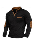 Men’s Stand-Collar Patchwork Sweatshirt – European & American Style Long-Sleeve Polo Top, Autumn 2025