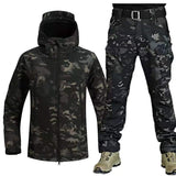 Autumn and Winter Outdoor Shark Skin Soft Shell Suit – Unisex Warm Camouflage Jacket and Pants Set