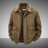 Men’s Winter Cotton Coat – Lapel Thickened Fleece Jacket with Multi-Pocket Design