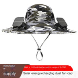 Solar Fan Sun Hat with 12cm Wide Brim – Men's Outdoor Fishing & Hiking Hat with Dual Fans and USB Charging