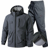 Winter Thickened Velvet Waterproof Workwear Set – Warm Hooded Jacket & Wear-Resistant Outdoor Cycling Labor Protection Suit