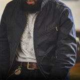 American Retro Canvas Oil Wax Jacket for Men – 4th Generation Tough Guy Short Zipper Jacket