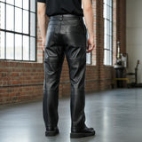 T8Y First-Layer Cowhide Waterproof & Windproof Leather Pants – Thickened, Wear-Resistant Motorcycle & Workwear for Men