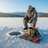 Winter Ice Fishing Rod Kit 52PCS Complete Set – Outdoor Ice Fishing Gear with Rod, Reel, Lures, Hooks & Tackle Bag