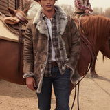 Men's Autumn & Winter Faux Fur Leather Coat – Mid-Length Lapel Jacket