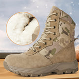 Men’s Winter Sheepskin Fur Lined Boots – ,Non-Slip Cold-Proof Outdoor Leather Shoes
