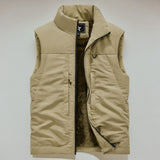 Men’s Fleece-Lined Outdoor Workwear Vest – Winter Warm Multi-Pocket Sleeveless Jacket, Large Size Casual Zipper Vest