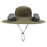 Solar Fan Sun Hat with 12cm Wide Brim – Men's Outdoor Fishing & Hiking Hat with Dual Fans and USB Charging