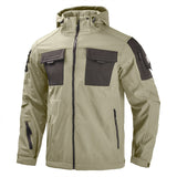 Outdoor Tactical Soft Shell Jacket – Fleece-Lined Windbreaker, Water-Repellent Multi-Pocket Splicing Work Jacket