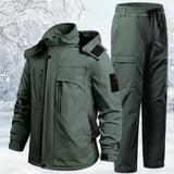 Winter Thickened Velvet Waterproof Workwear Set – Warm Hooded Jacket & Wear-Resistant Outdoor Cycling Labor Protection Suit