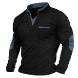 Men’s Stand-Collar Patchwork Sweatshirt – European & American Style Long-Sleeve Polo Top, Autumn 2025