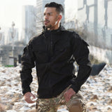 Outdoor Tactical Soft Shell Jacket – Fleece-Lined Windbreaker, Water-Repellent Multi-Pocket Splicing Work Jacket