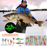 34-Piece Ice Fishing Gear Set with Folding Chair – Rod, Reel, Hooks, Lures & Complete Winter Fishing Kit