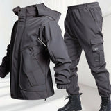 Winter Thickened Velvet Waterproof Workwear Set – Warm Hooded Jacket & Wear-Resistant Outdoor Cycling Labor Protection Suit