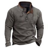 Men’s Retro Half-Zip Fleece Sweatshirt – European Style, Thick Warm Pullover for Autumn